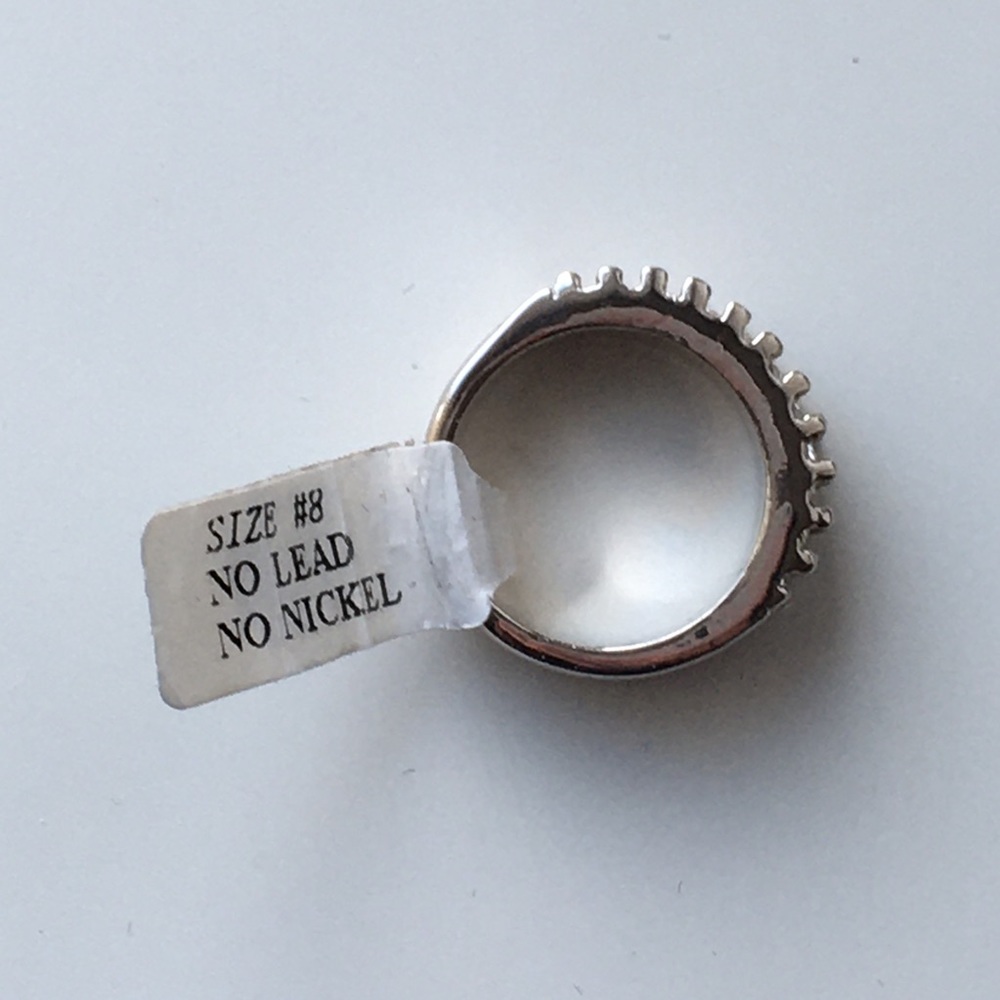 Triple Band Pave Diamond Like Crystal Band Ring - Picture 4 of 4